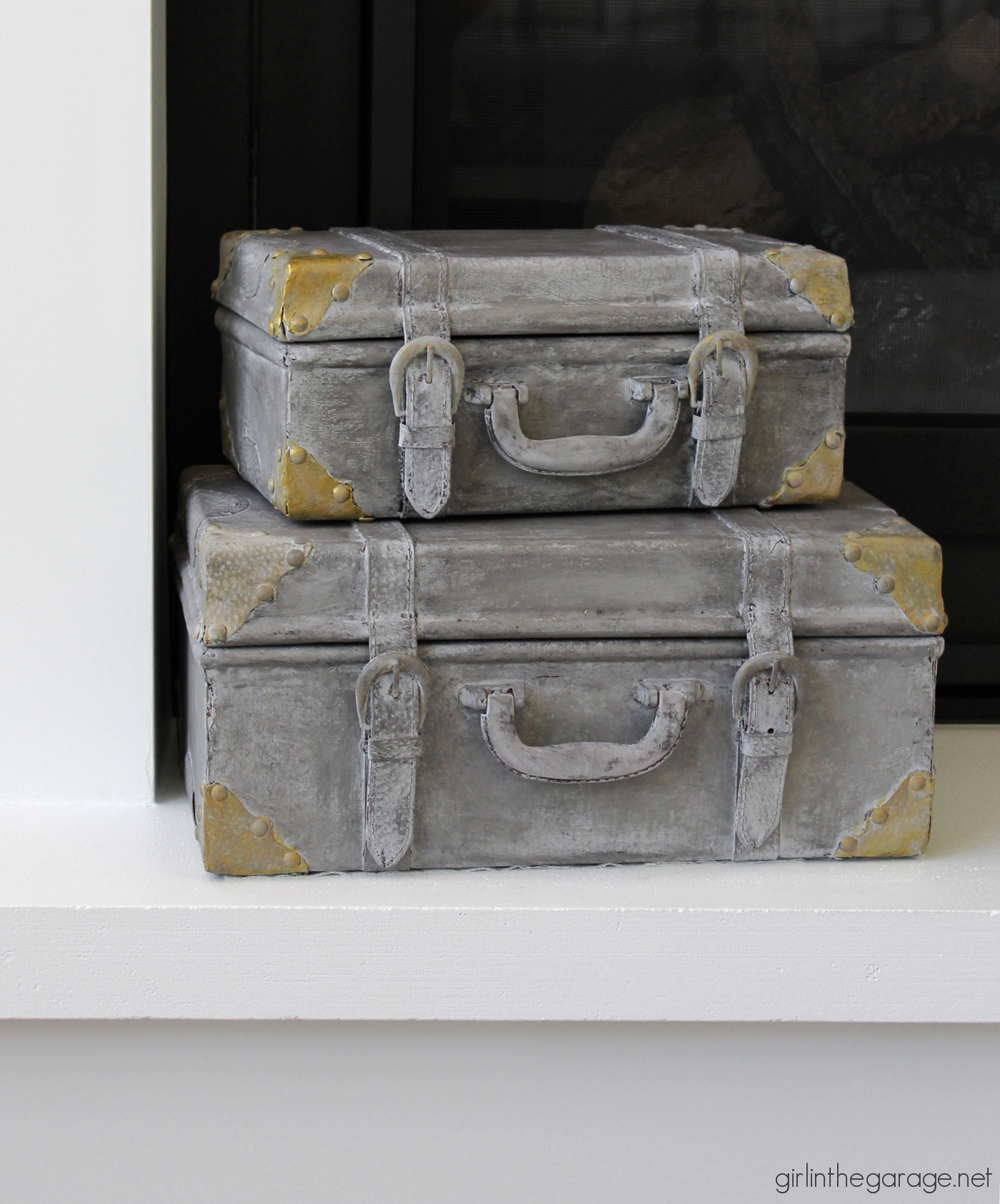 Learn how to paint a leather suitcase as beautiful custom decor for your home. Step by step painting tutorial by Girl in the Garage.