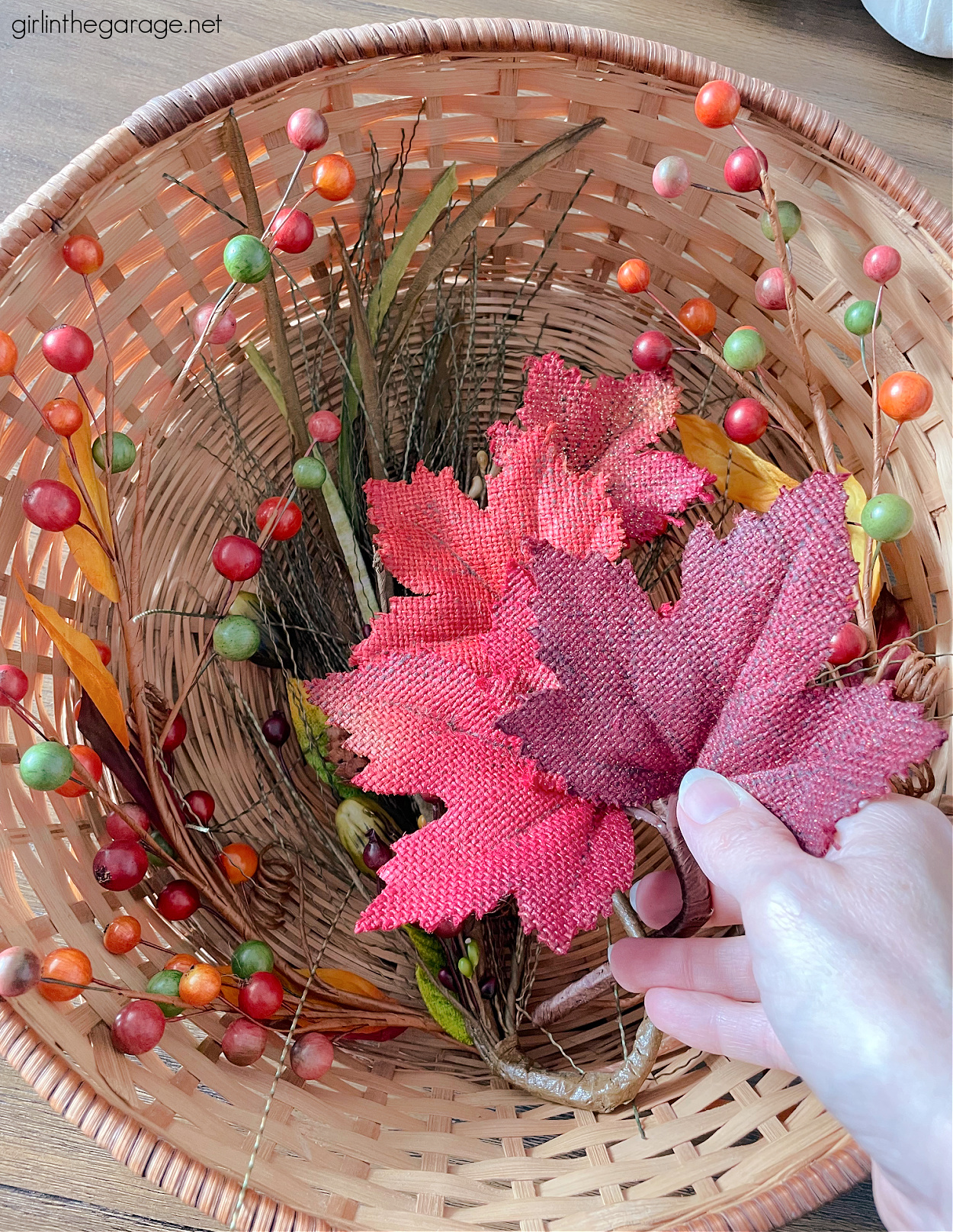 Festive fall basket ideas for decorating your mantel, home, and porch. Be inspired with these easy and gorgeous fall decorating ideas. By Girl in the Garage