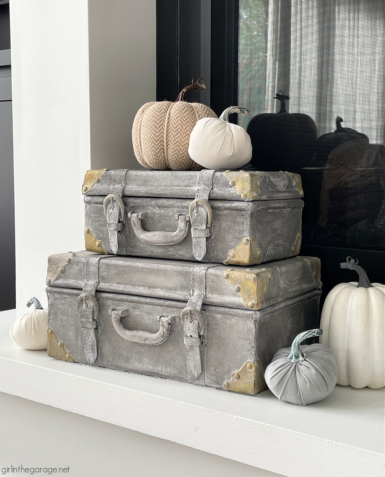 Festive fall basket ideas for decorating your mantel, home, and porch. Be inspired with these easy and gorgeous fall decorating ideas. By Girl in the Garage