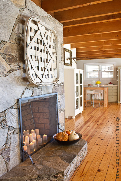 Fall fireplace in a cabin - The Lettered Cottage