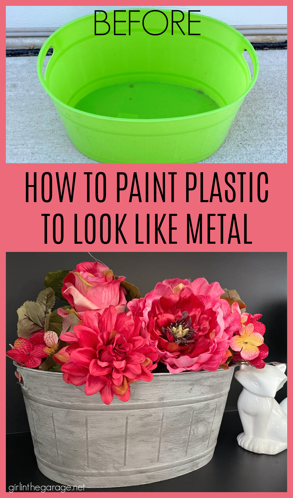 How to make a plastic bucket look like aged metal - Girl in the Garage
