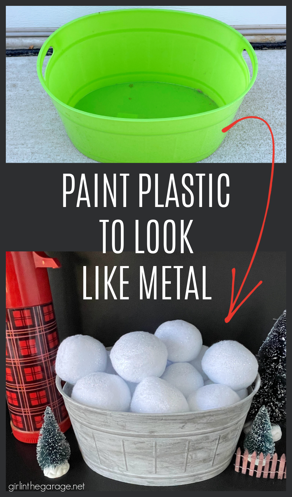 How to make a plastic bucket look like aged metal - Girl in the Garage