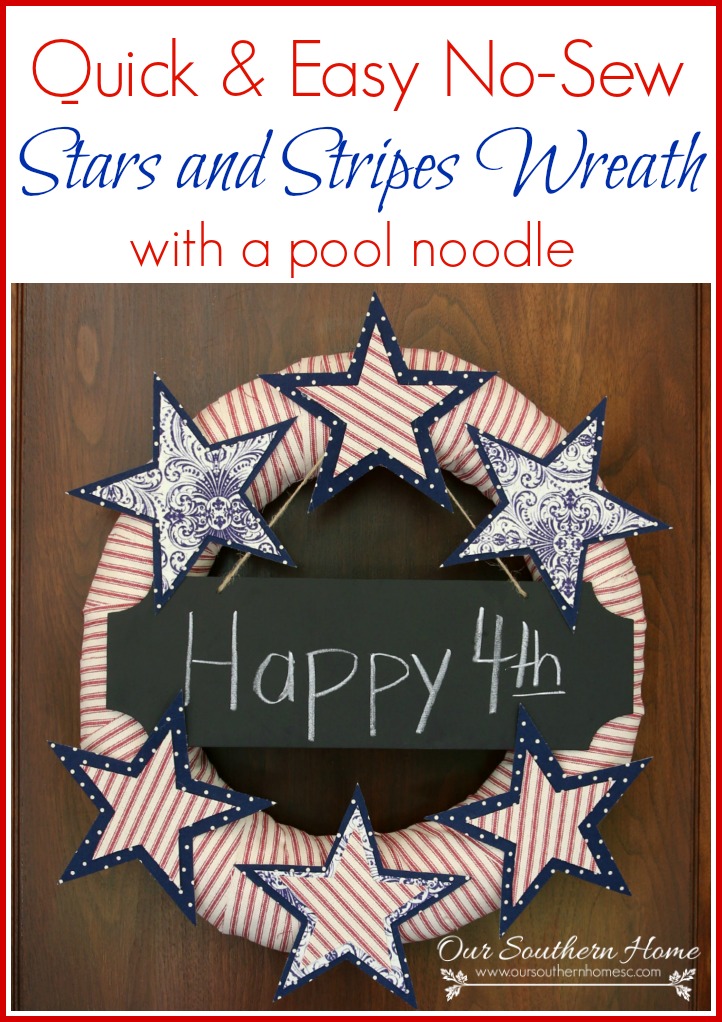 Stars and Stripes Wreath with a pool noodle - Our Southern Home