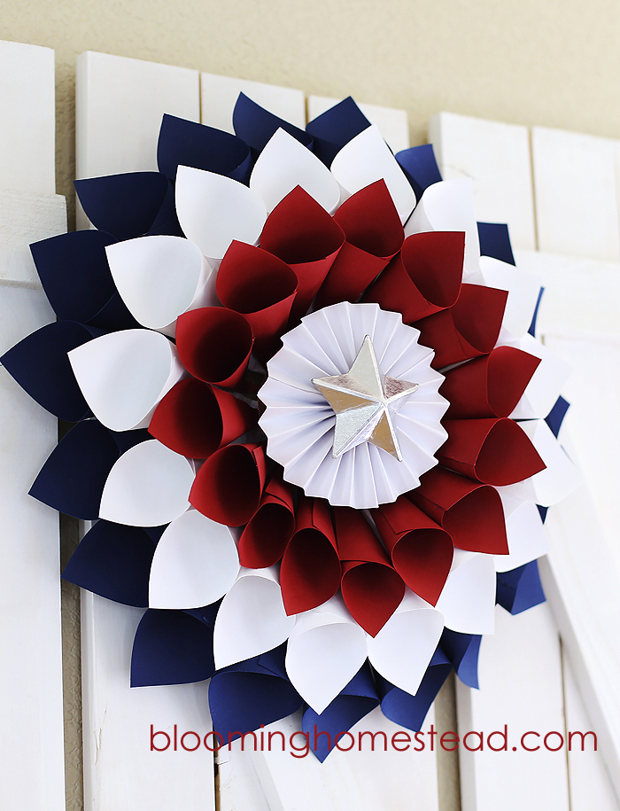 Patriotic Paper Wreath - Blooming Homestead